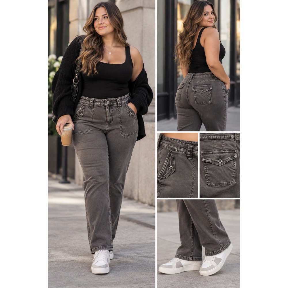 Torrid Cargo Pants Size 18 Gray Utility Stretch Cotton #1532